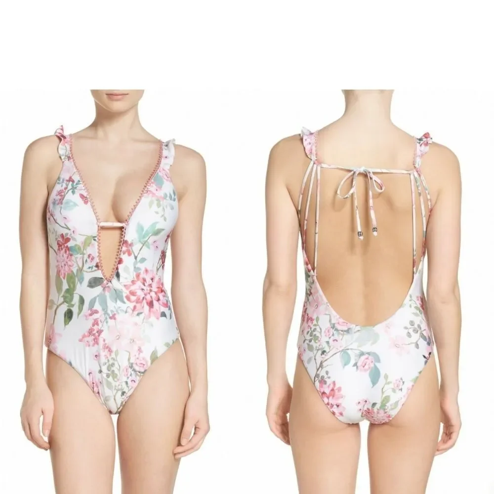 New! ISABELLA ROSE Osaka Floral One Piece Swimsuit Size Large Bathing Suit Large